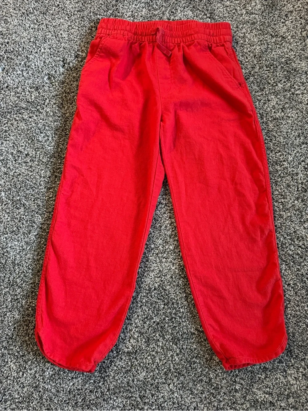 GAP Bright Red Kids Elastic-Waist linen blend Pants